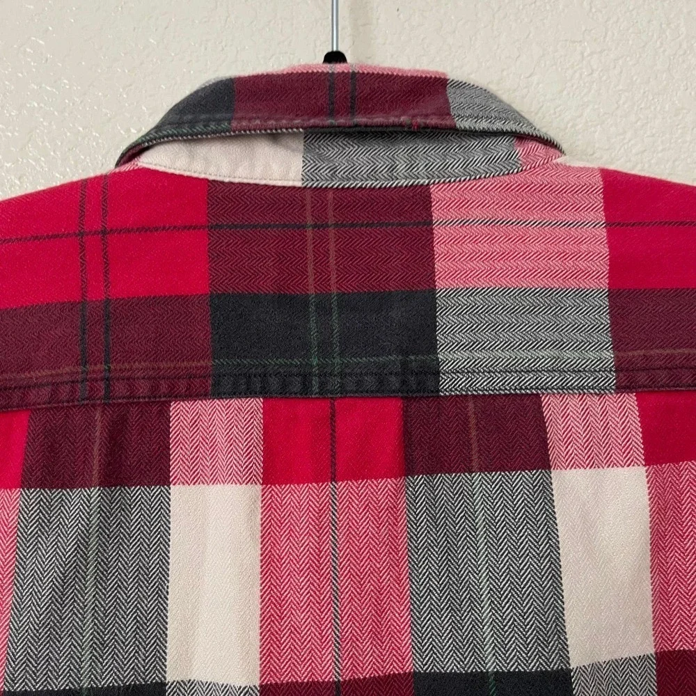 J. Crew Shirt Mens Large Red‎ Black Buffalo Plaid Flannel Long Sleeve Button Up